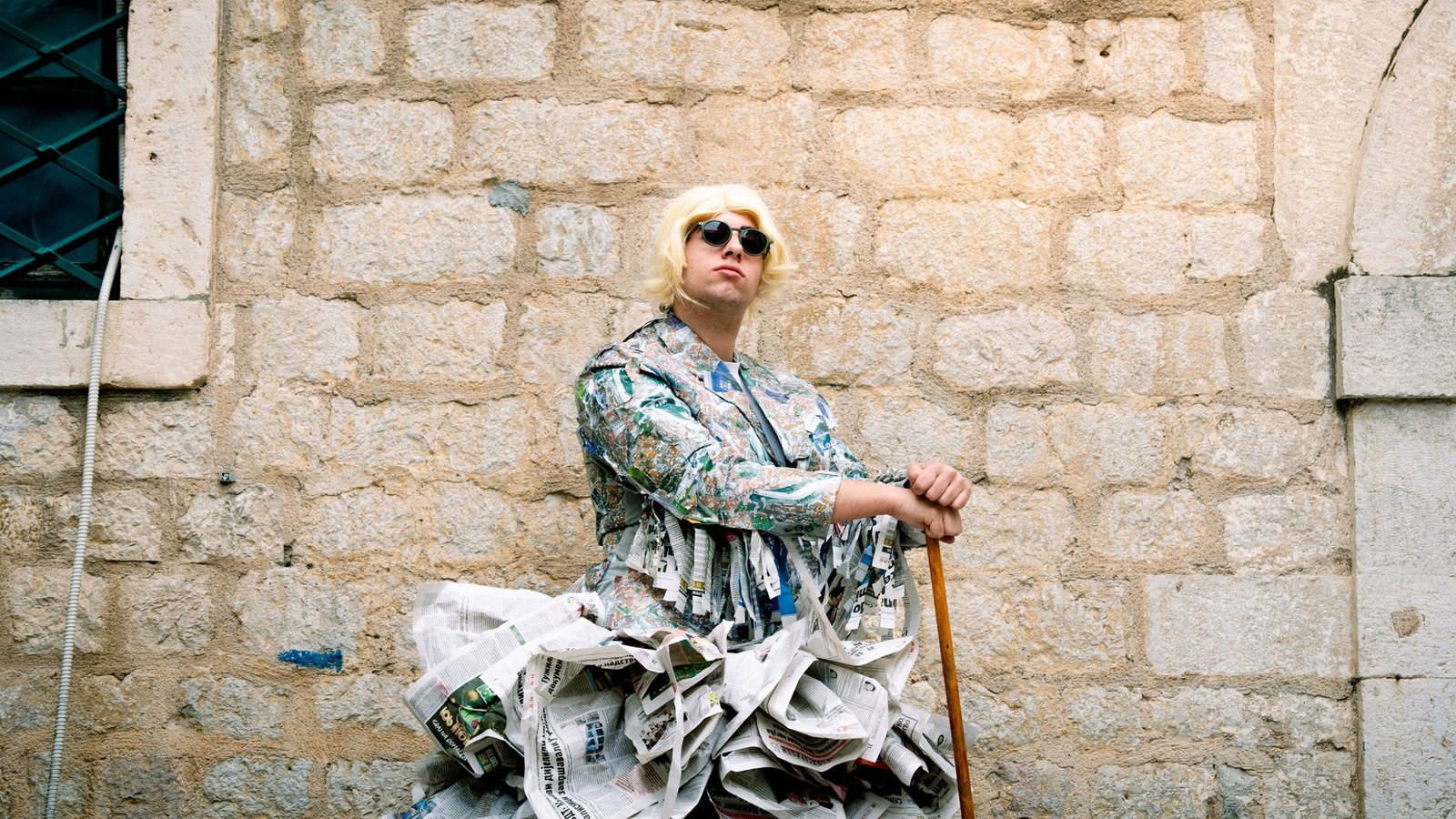 Wearable art print on oversized fashion garment