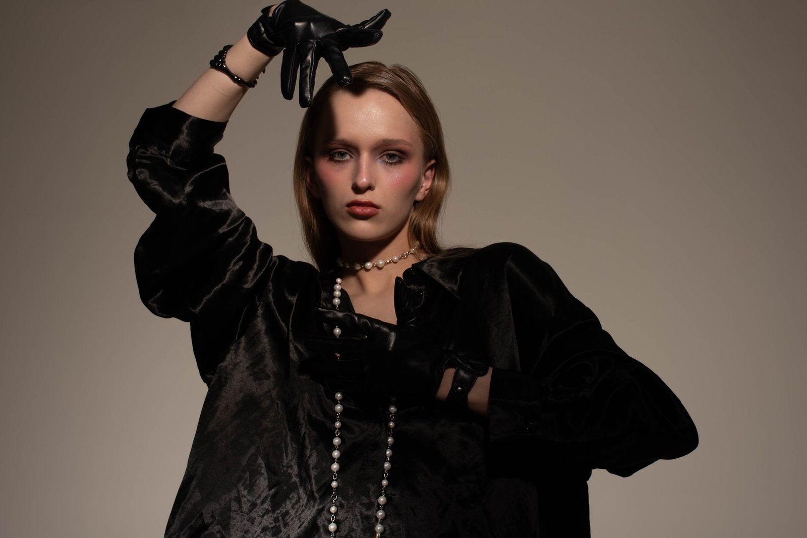 Dark feminine aesthetic outfit women fashion editorial style