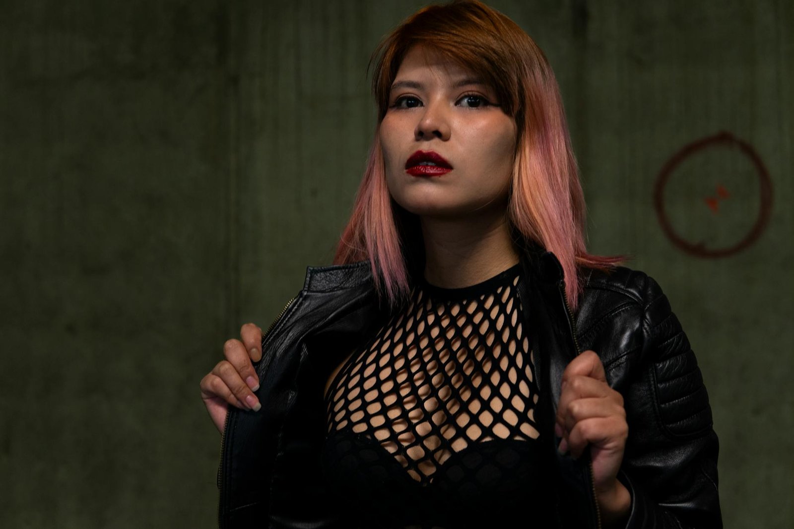 Alt fashion band tee and leather jacket