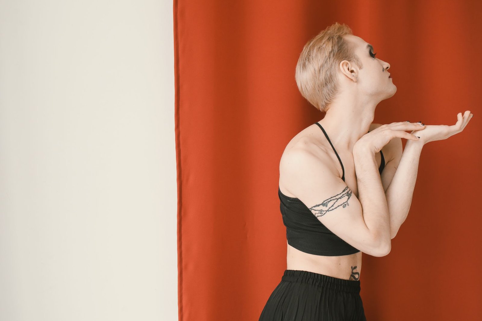 Non-binary fashion minimalist clean style