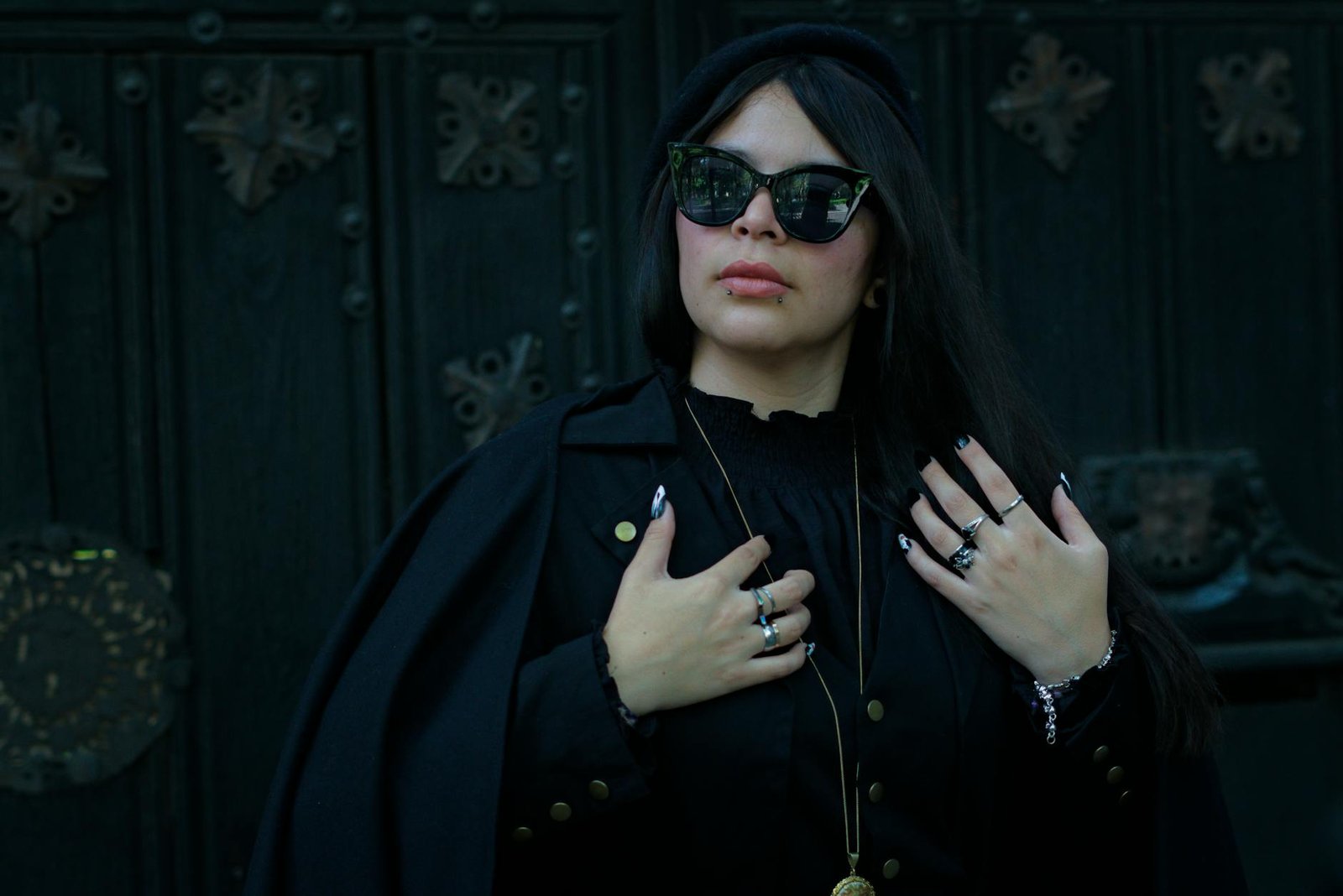 Soft goth fashion dark tones minimal street style