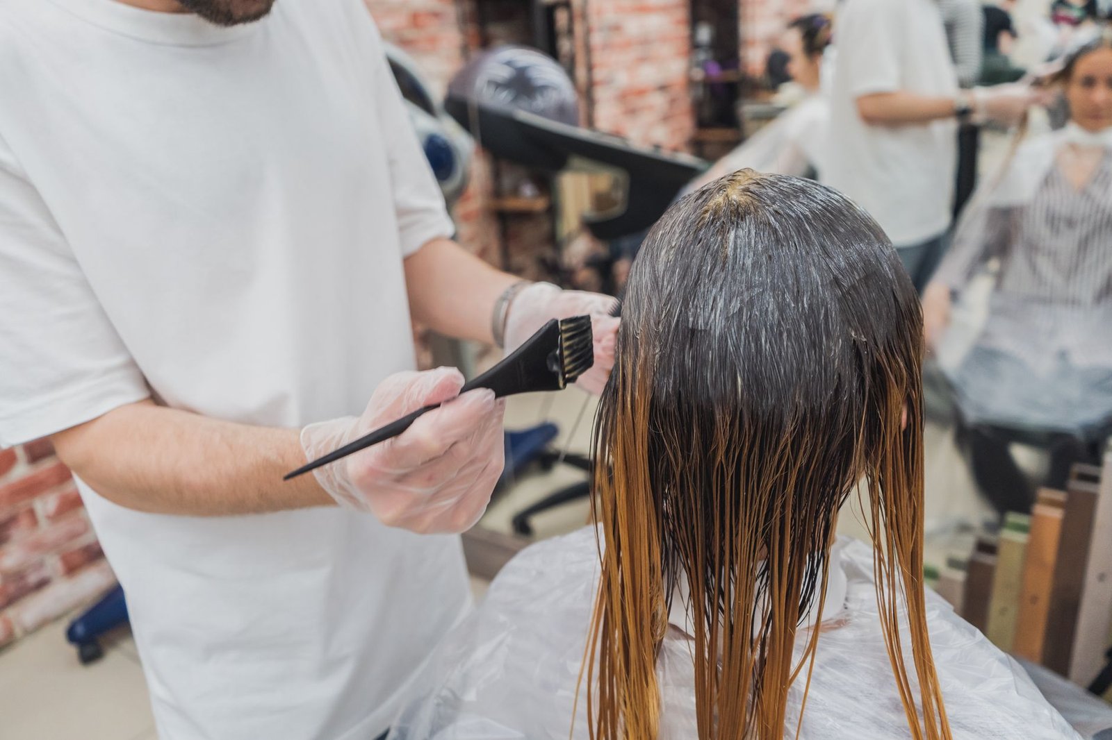 Copper to blonde ombre hair colour melt