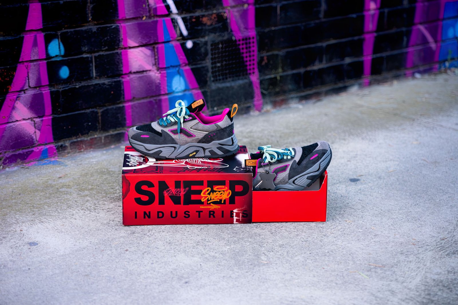 Streetwear outfit styled with gradient sneakers as focal point