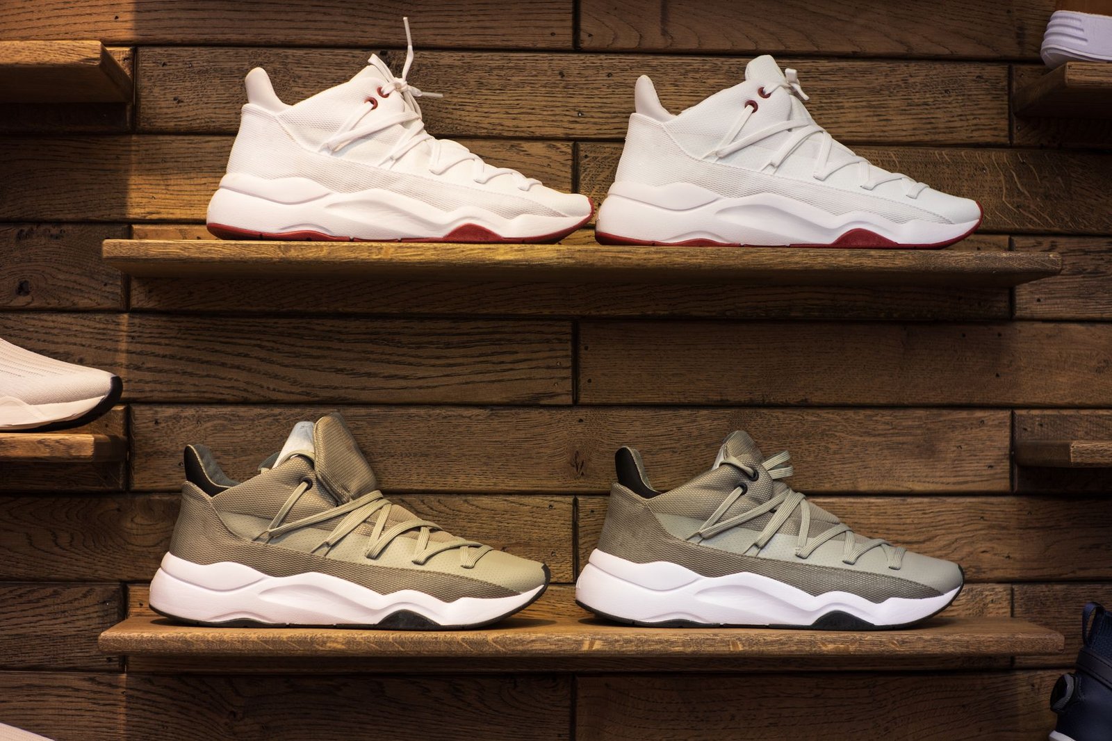 Collection of gradient footwear in pastel and vivid colorways