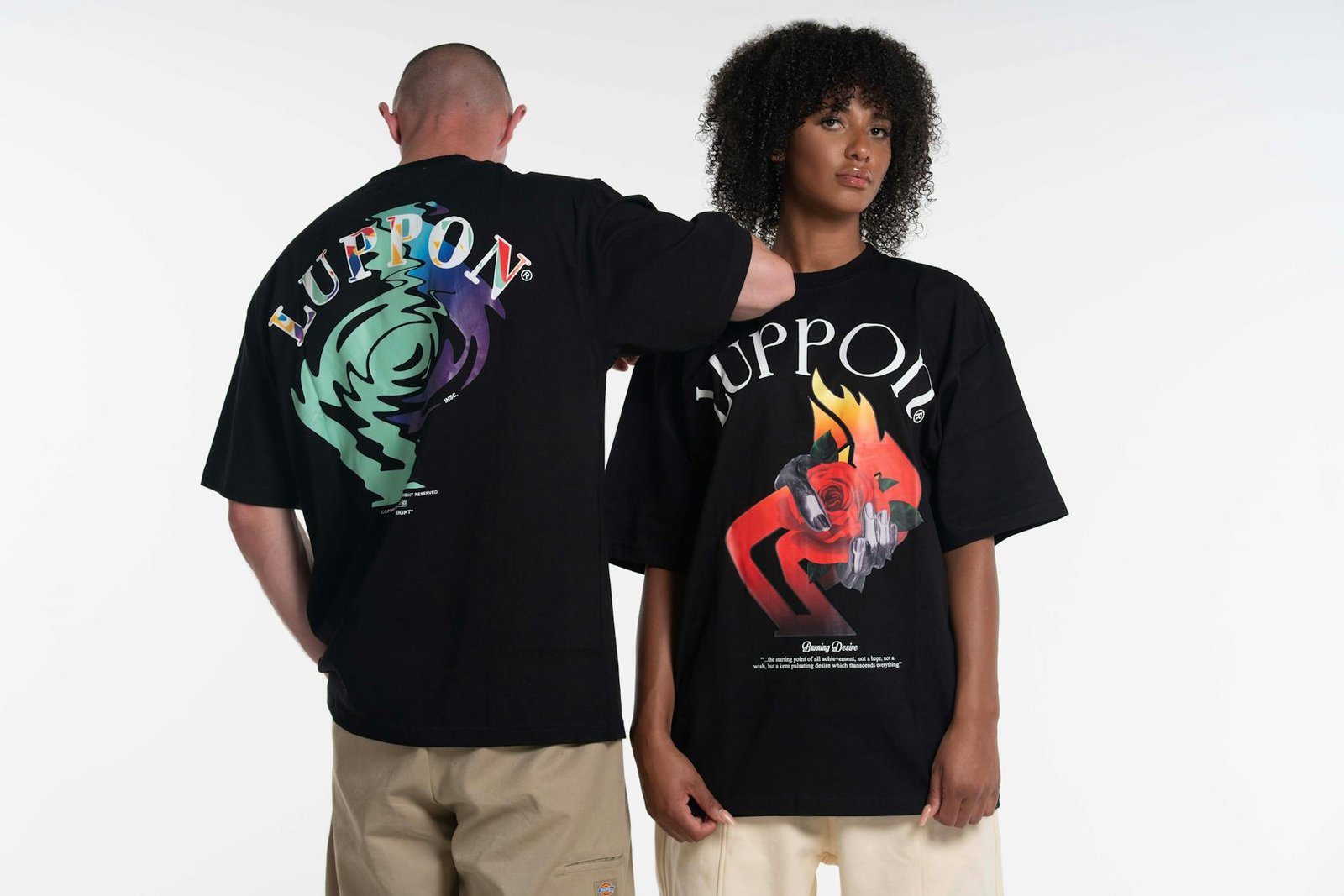 Gradient text design used in streetwear brand visual identity
