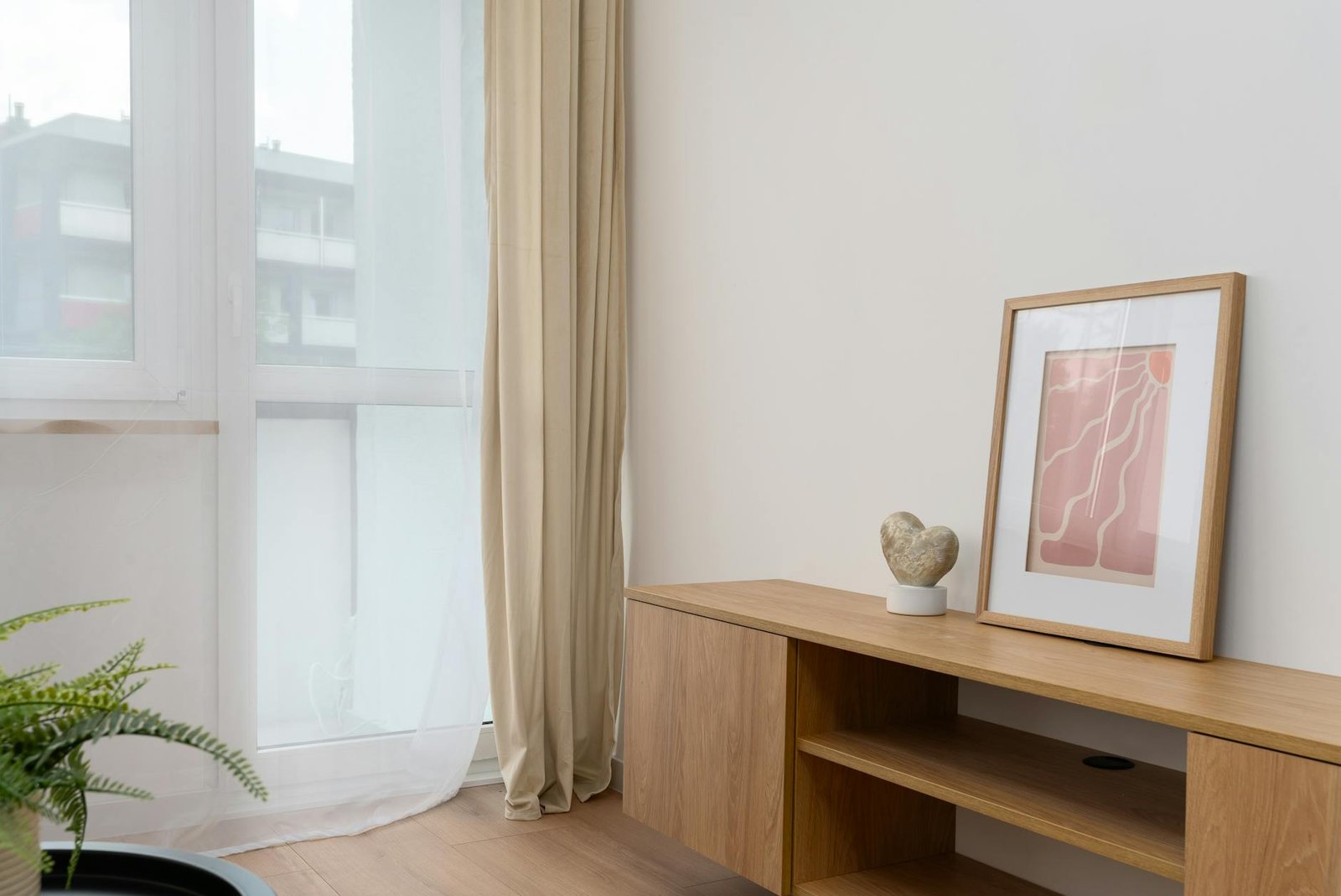 Modern gradient art print displayed in contemporary living room