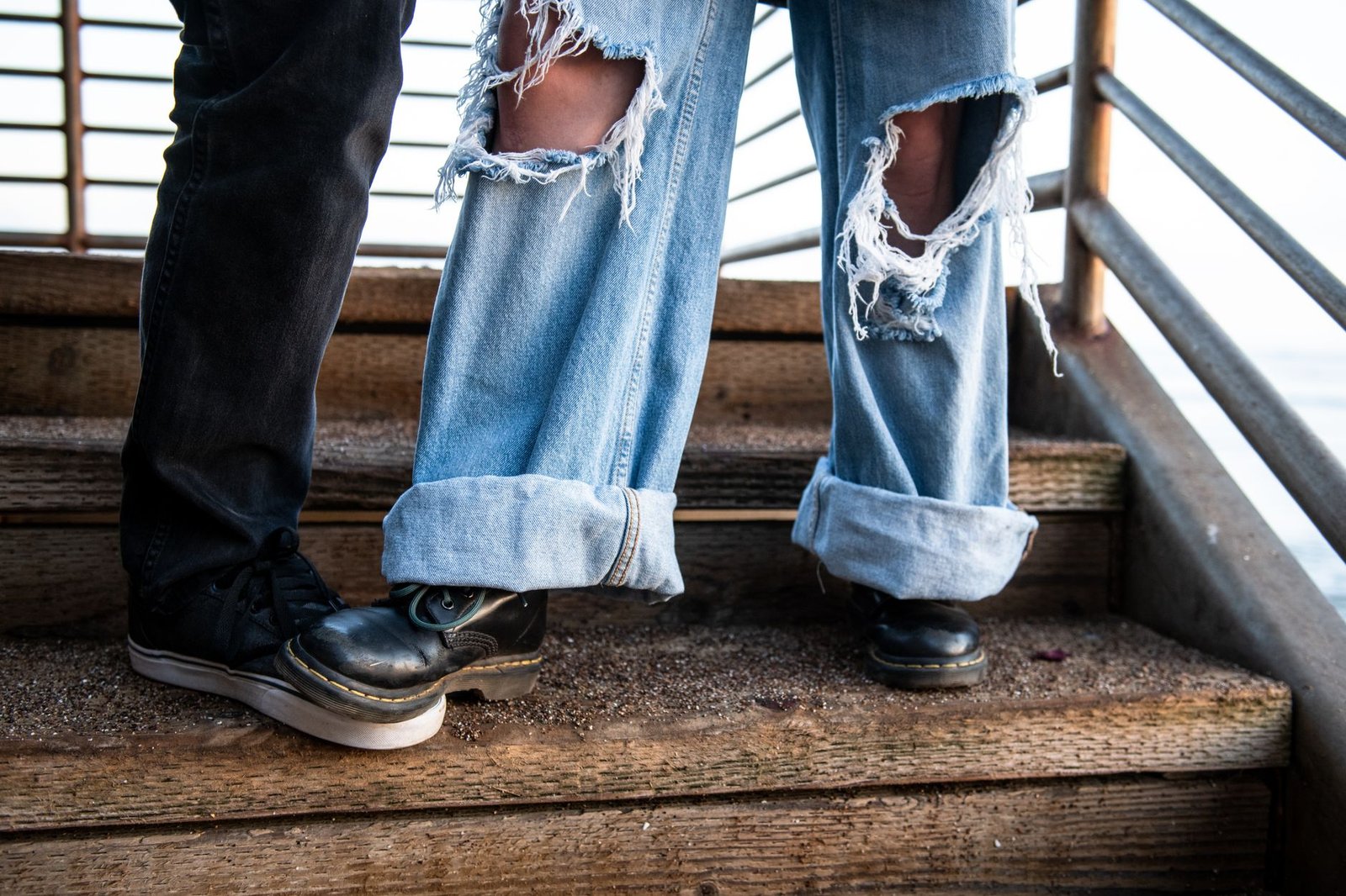 Distressed denim grunge fashion look