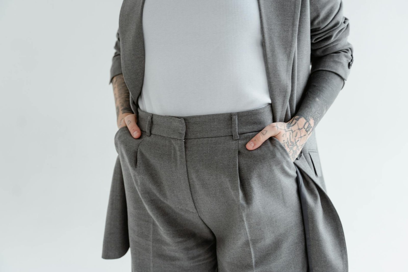 Tonal monochrome outfit minimal fashion aesthetic