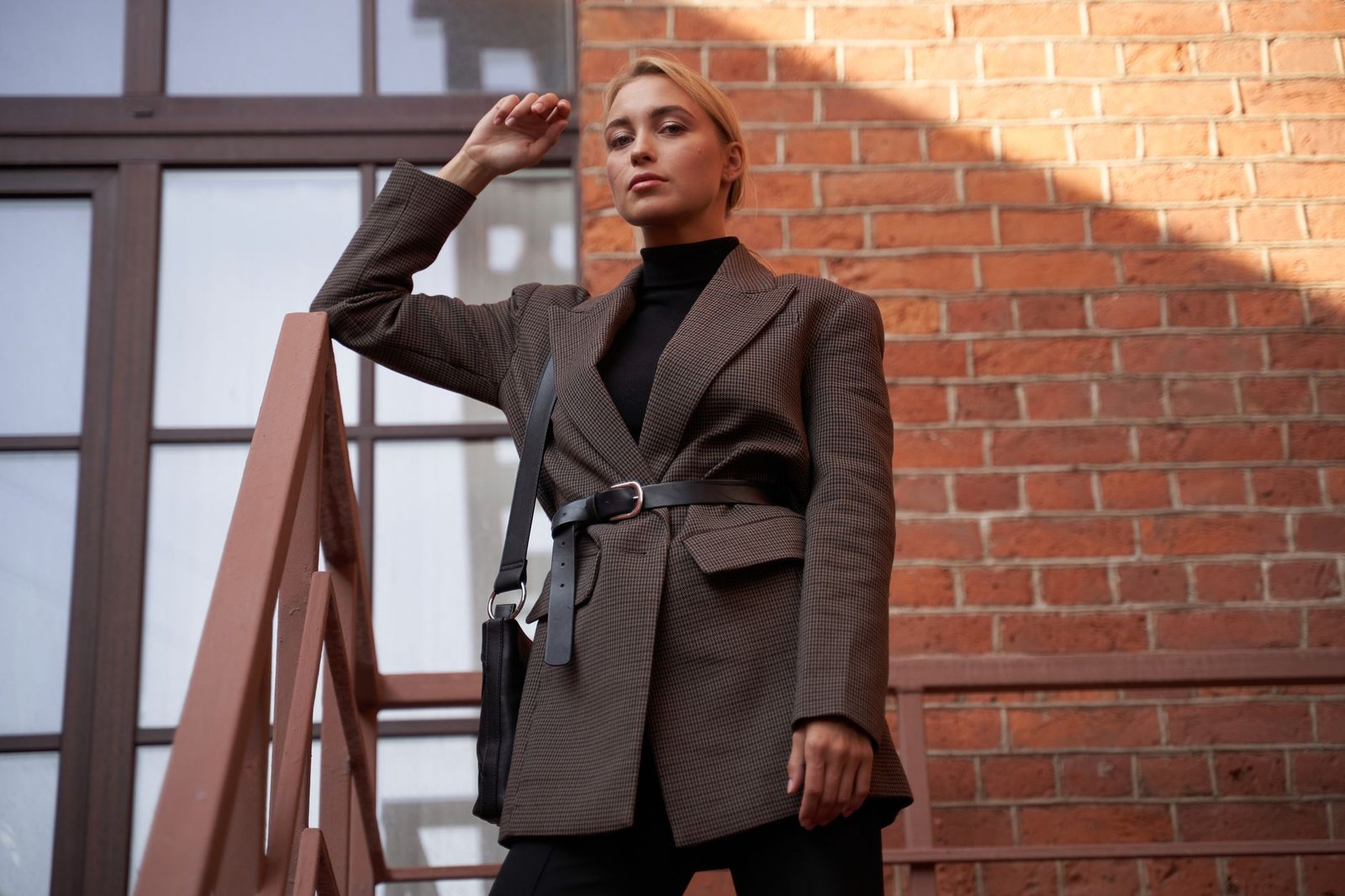 Blazer dress belted waist fashion women smart casual