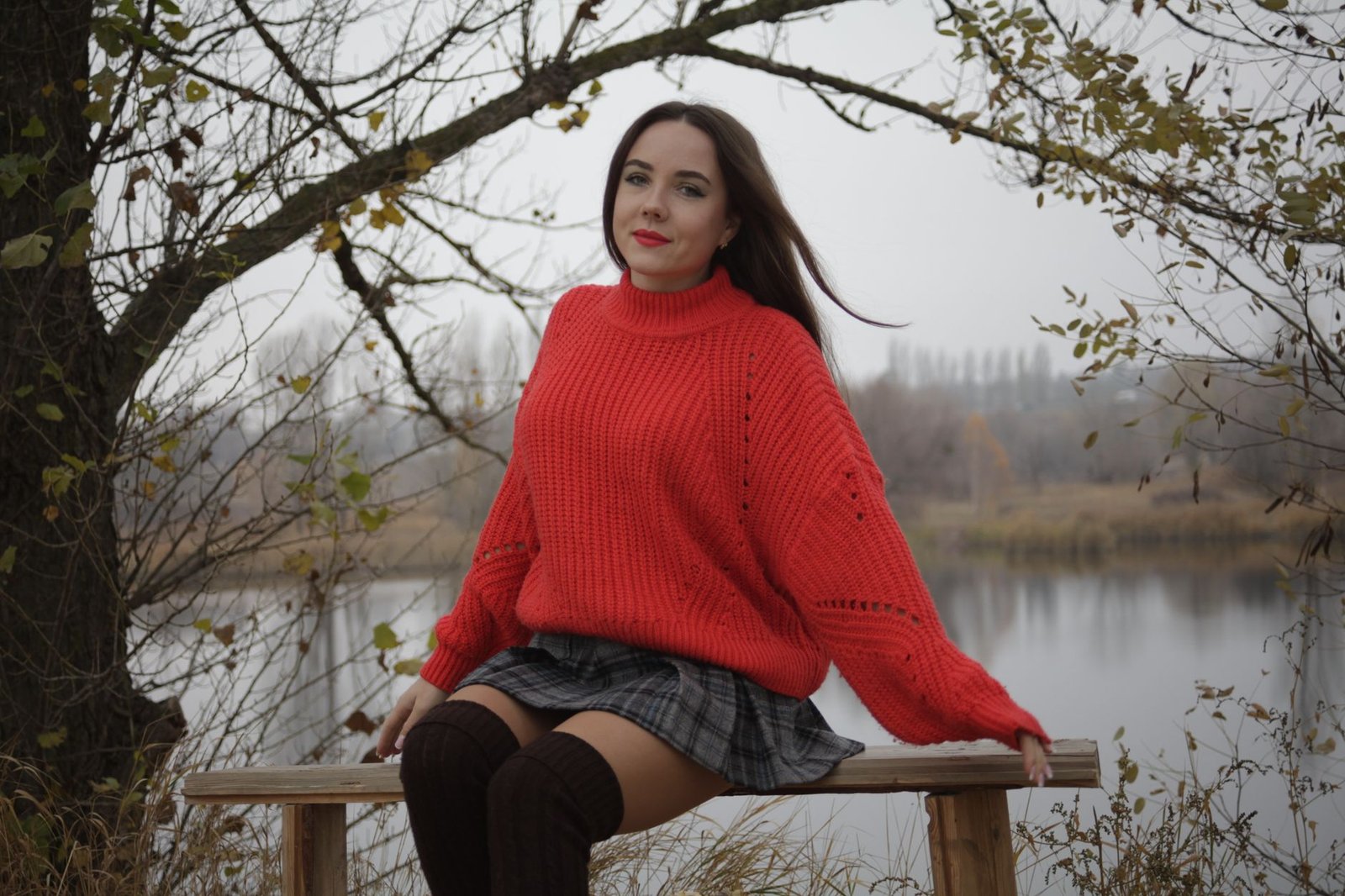 Knee high boots oversized knit autumn winter fashion