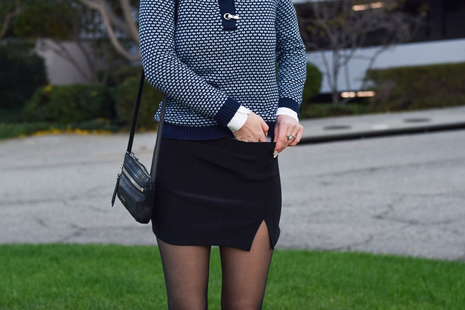 Cable knit mini dress tights women fashion autumn casual