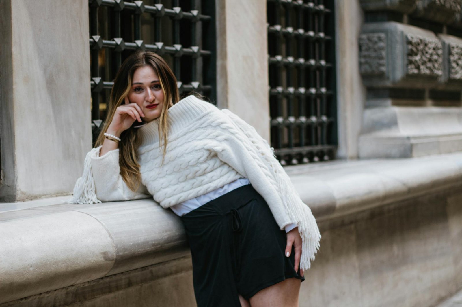 Cable knit skirt blazer autumn fashion smart casual