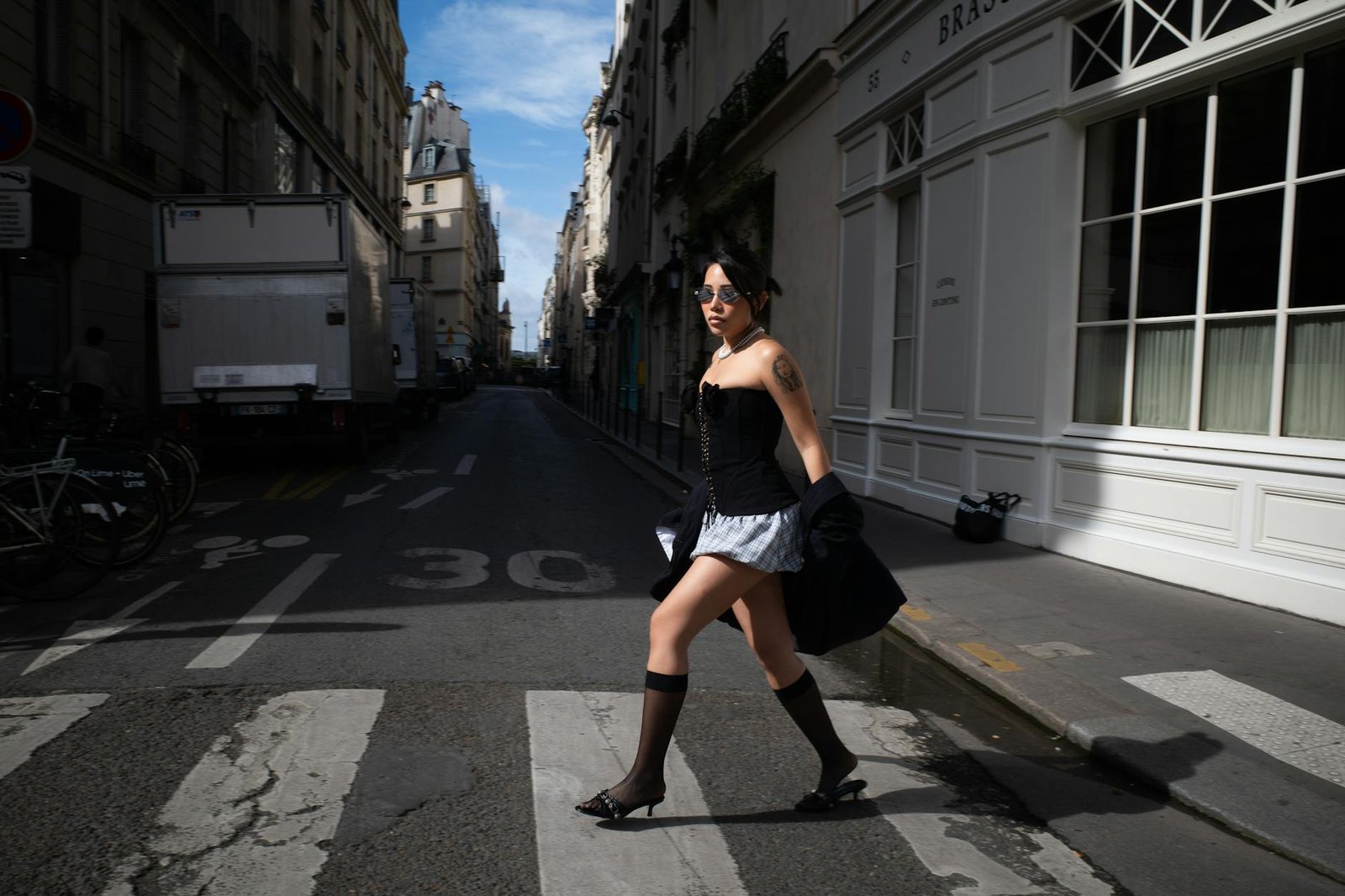 Platform loafers mini skirt Y2K fashion street style