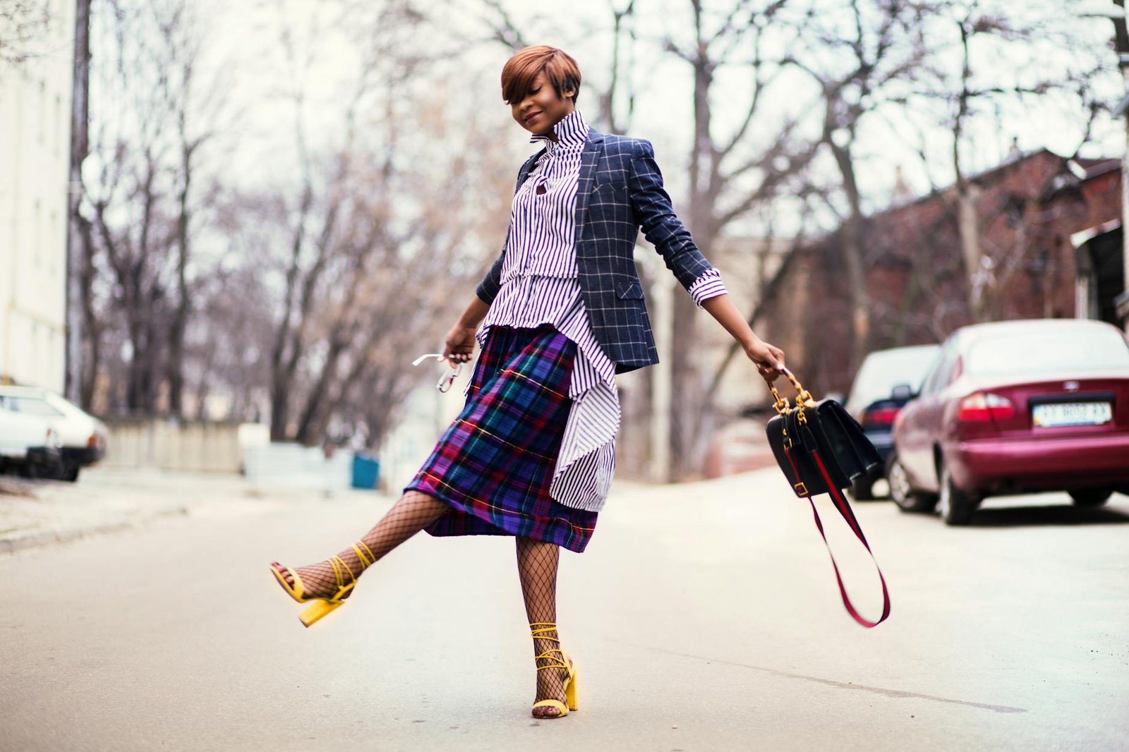 Mini skirt with blazer and heels smart casual
