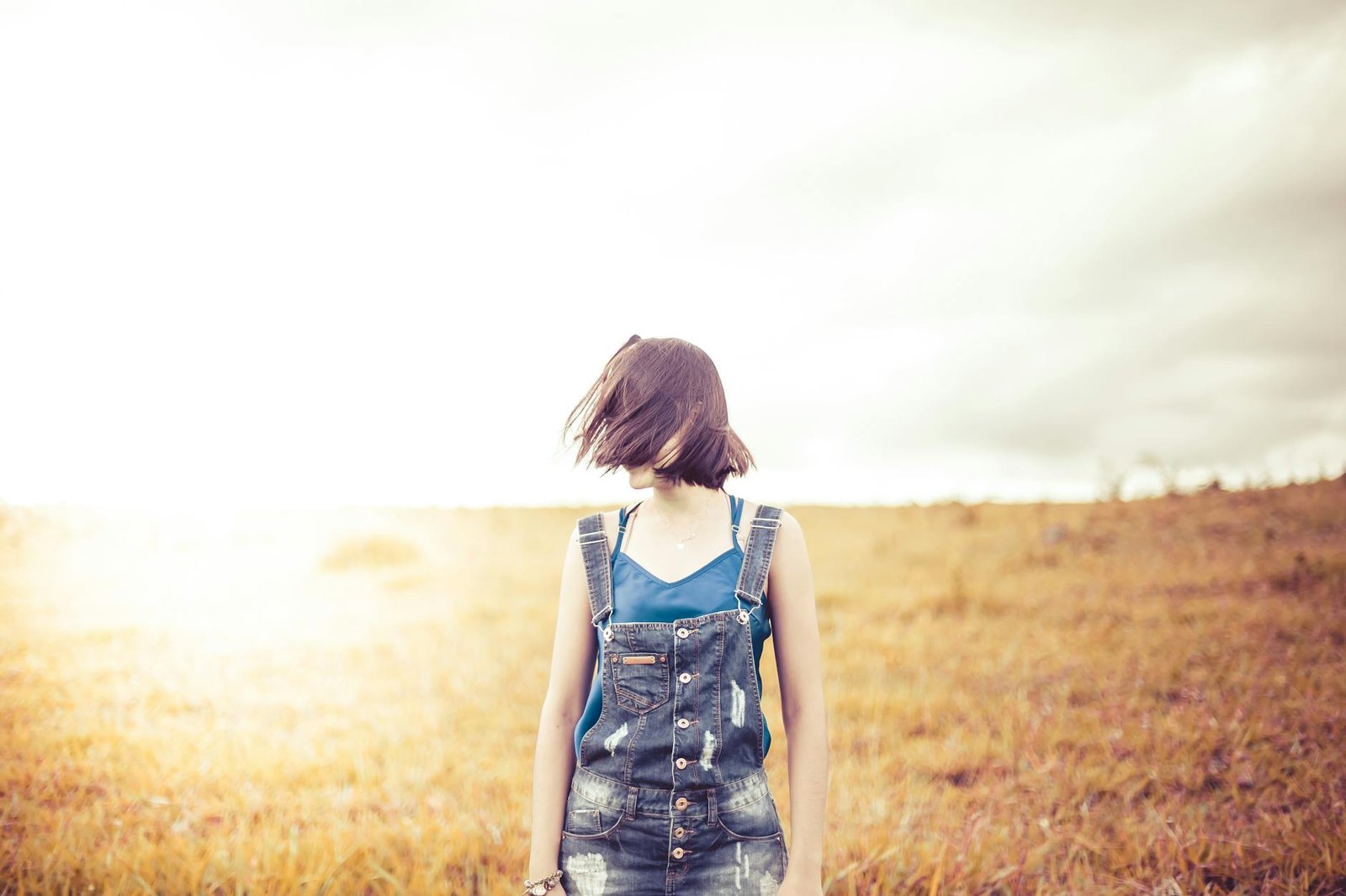 Denim overalls one strap undone street style casual