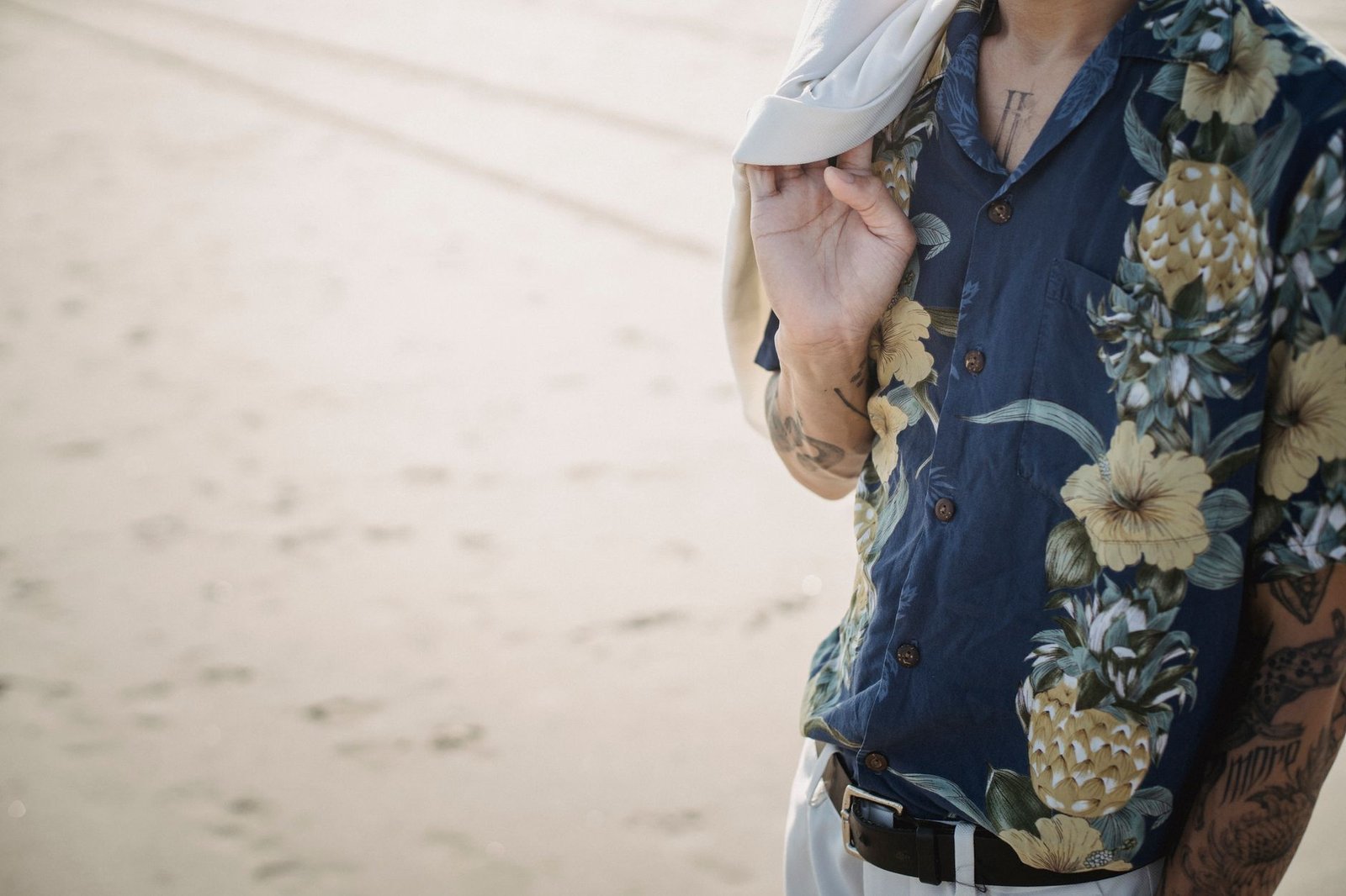 Bold print camp collar shirt styled with plain bottoms