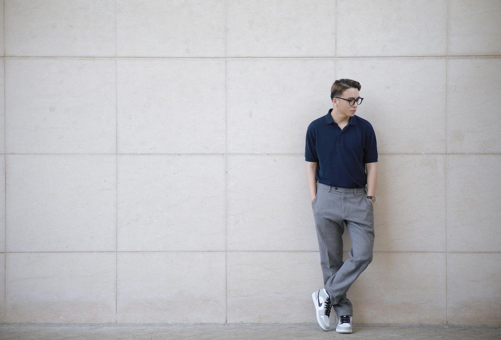 Polo shirt wide leg trousers loafers fashion outfit