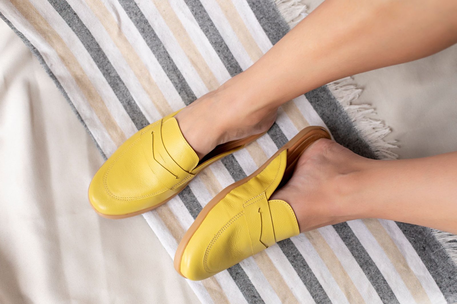 Breton stripe women fashion minimal chic outfit loafers casual