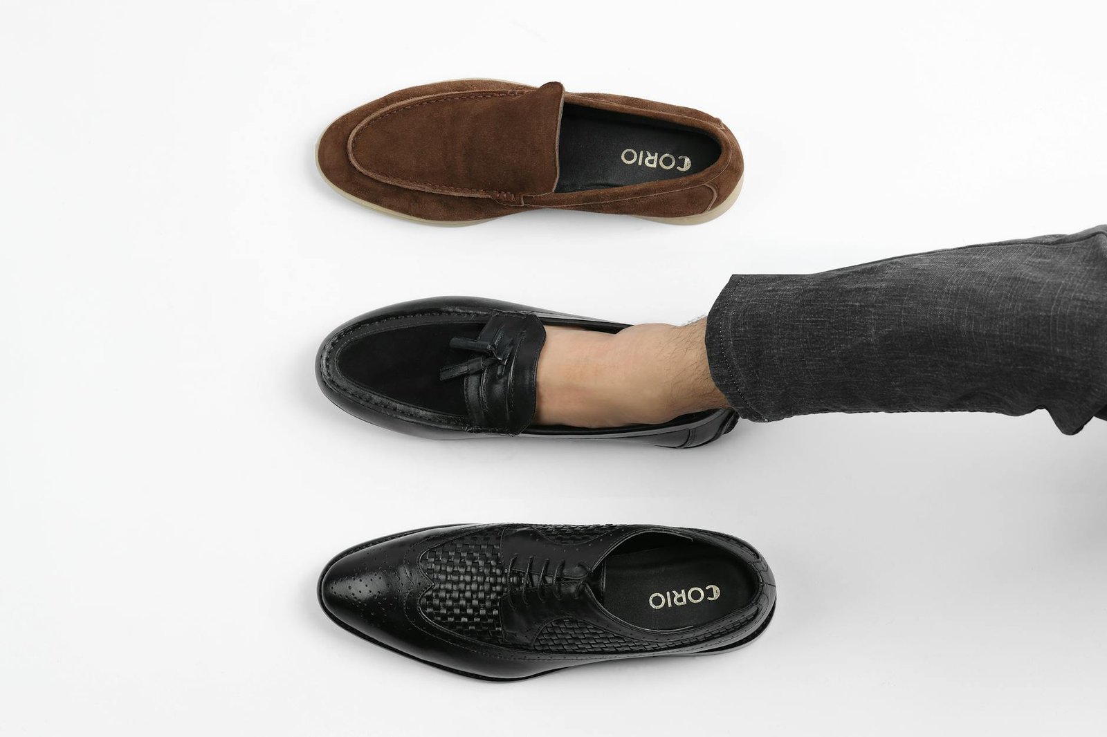 Tracksuit with loafers creating smart-casual street look