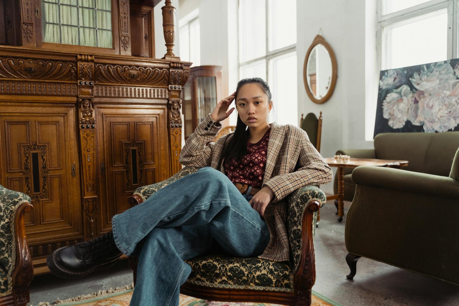 Thrift shopping vintage denim and blazer