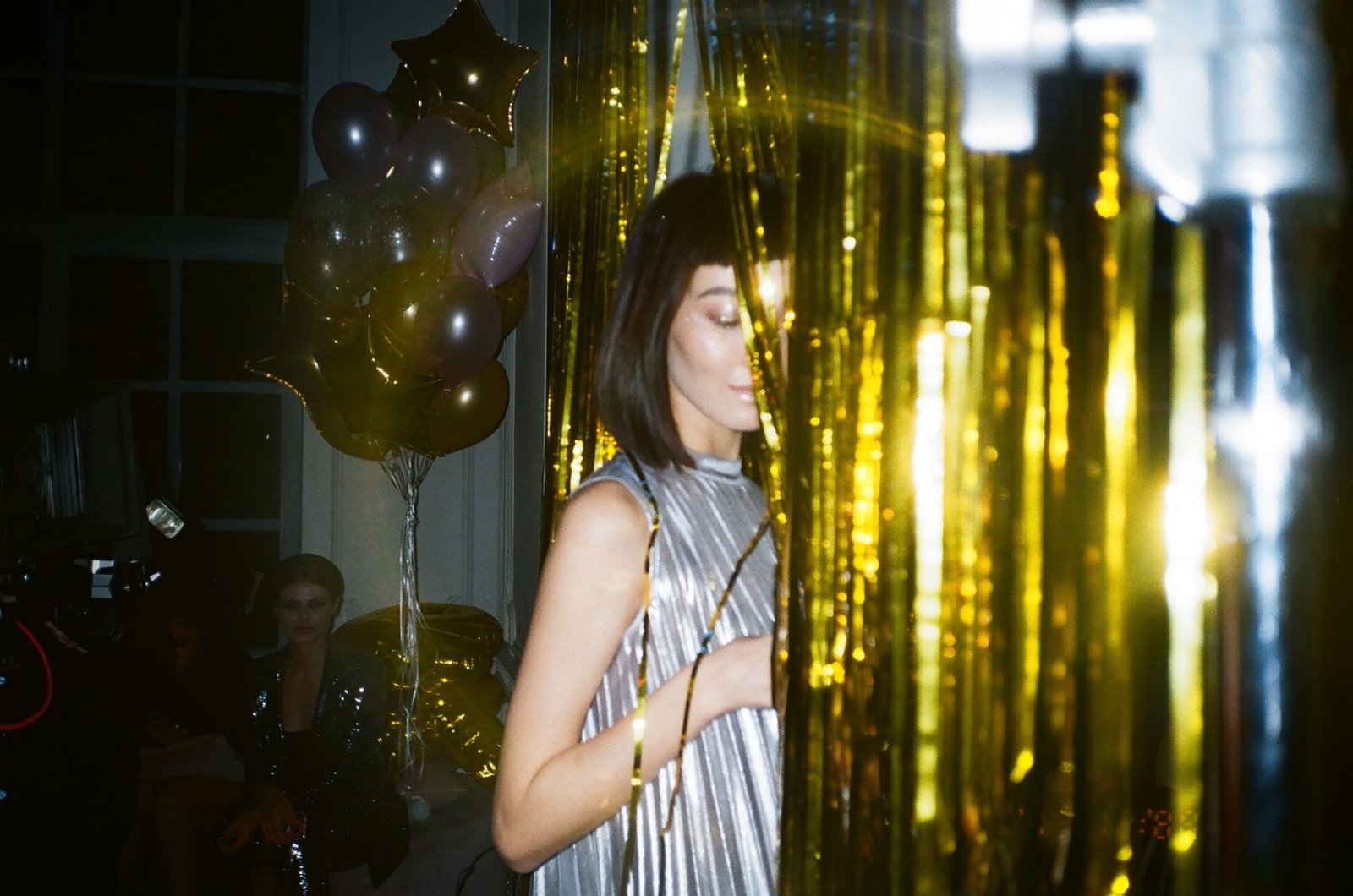 Gold metallic mini dress women fashion NYE party celebration night