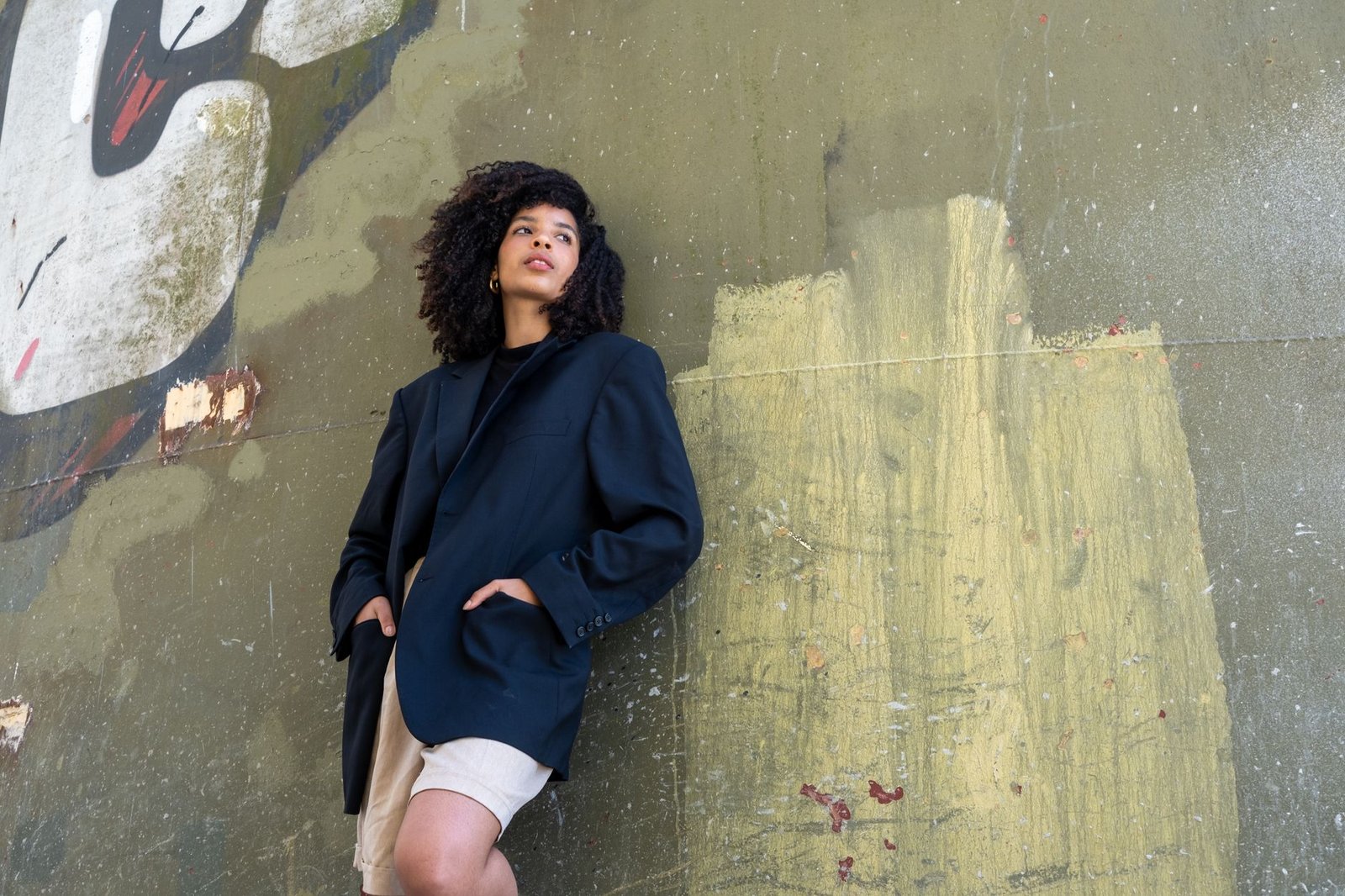 Oversized blazer outfit with wide-leg trousers