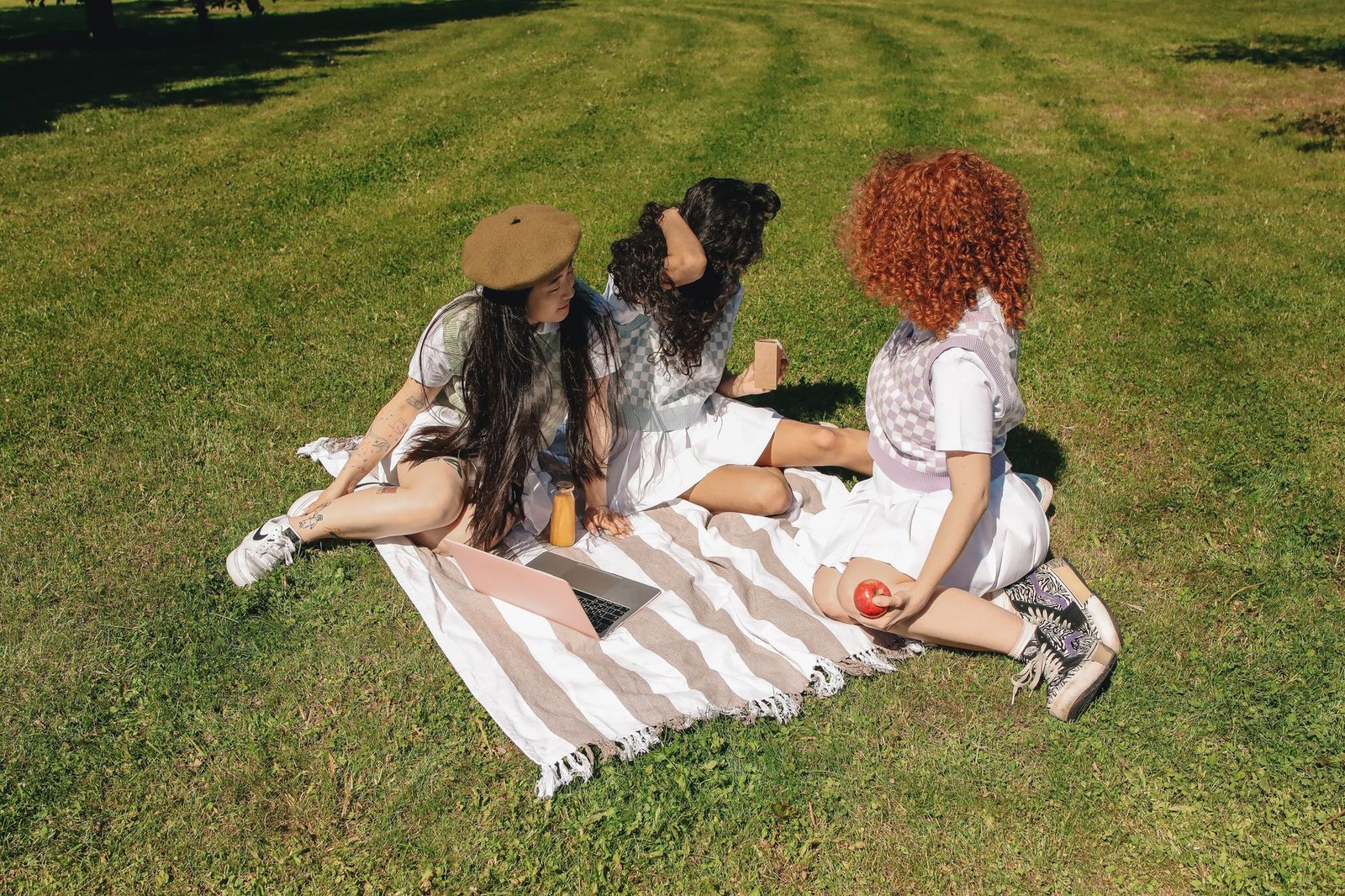Park picnic women fashion casual chic midi skirt simple top