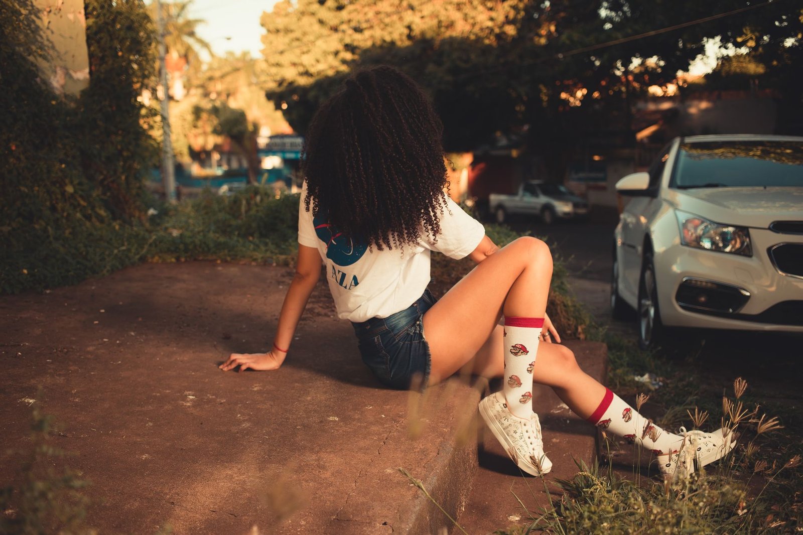 Summer shorts white tee women fashion casual beach street style