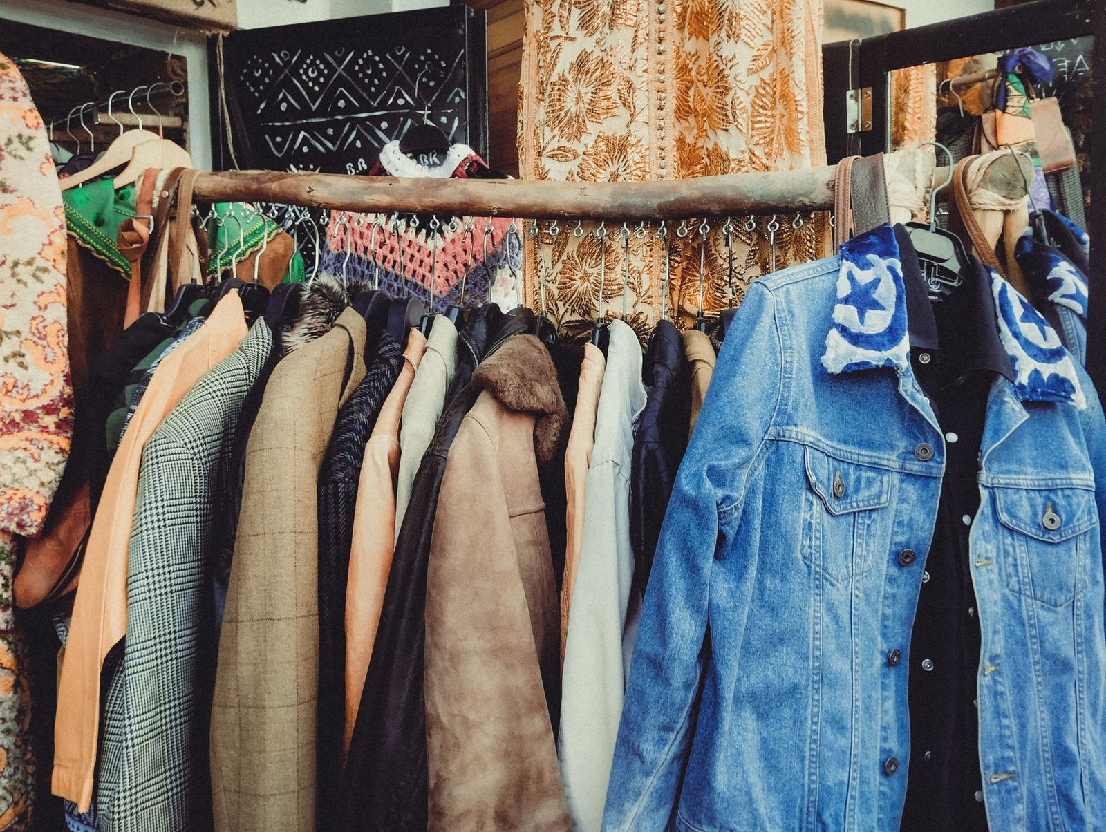 Second hand vintage clothing thrift shopping