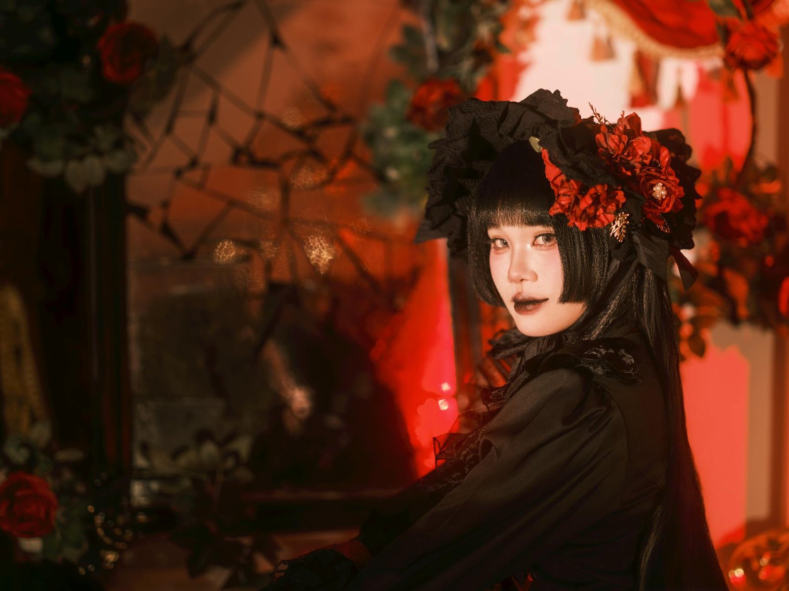 Whimsigoth dark floral dress mushroom aesthetic